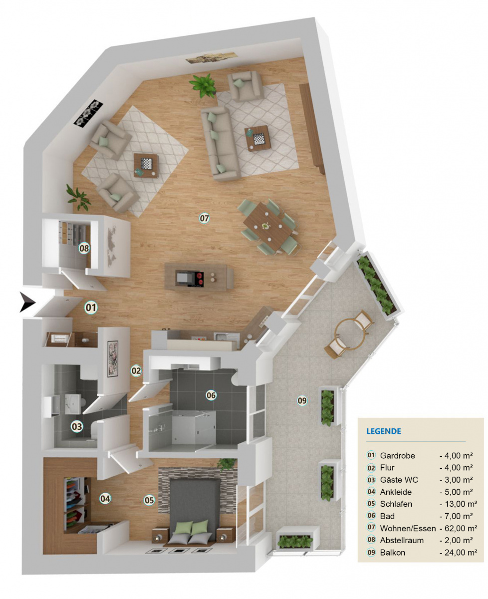 Visualisierung der Wohnung